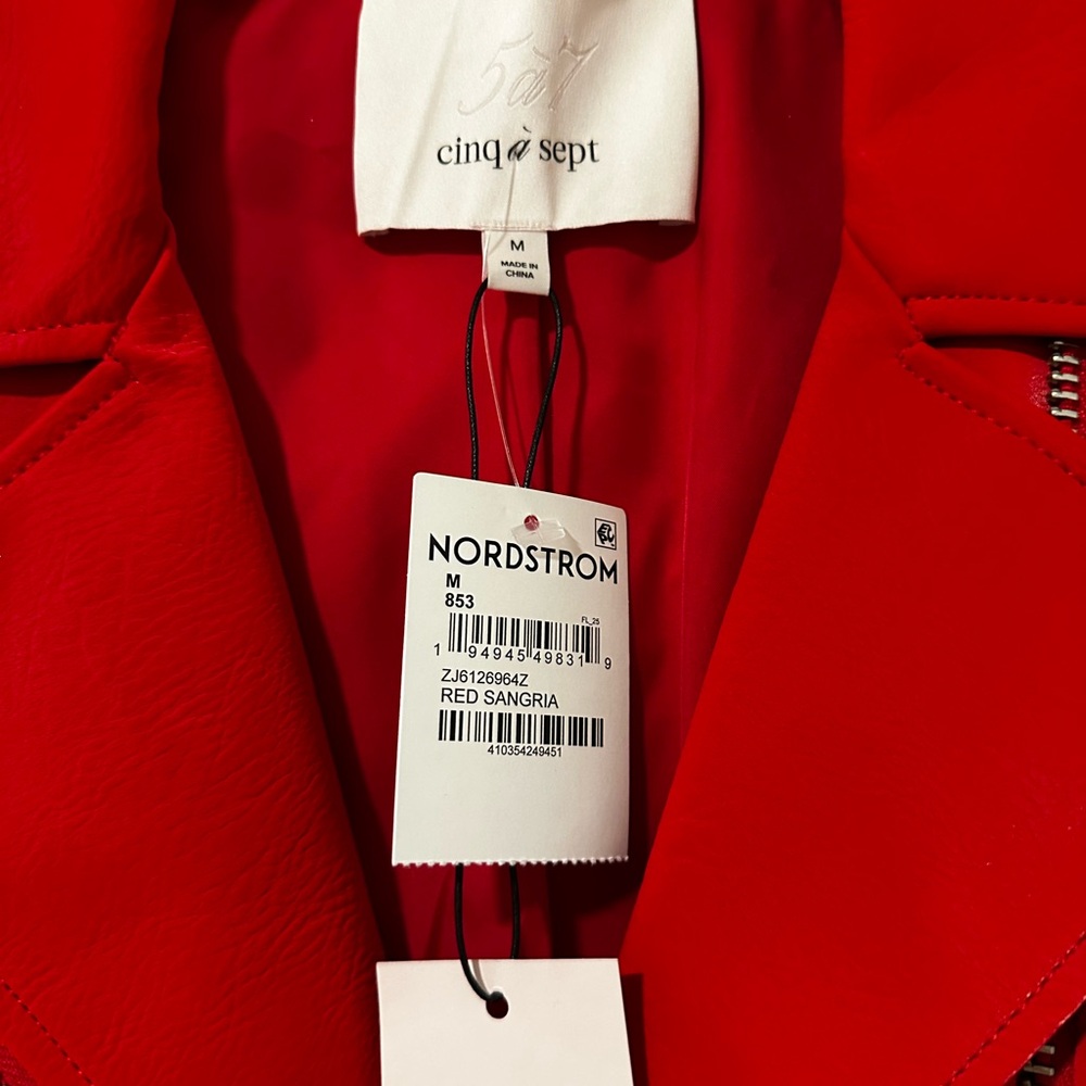 NWT Cinq a Sept red leather jacket size medium - Picture 4 of 7